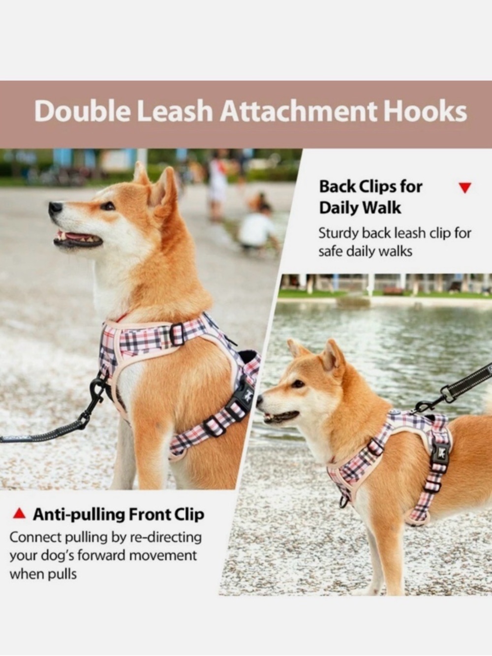 No Pull Dog Harness Medium Polypet Beige/Pink XL - Picture 4 of 11